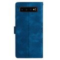 For Samsung Galaxy S10 Cherry Blossom Butterfly Skin Feel Embossed PU Phone Case(Blue)