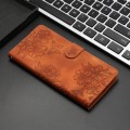 For Samsung Galaxy S24 Ultra 5G Cherry Blossom Butterfly Skin Feel Embossed PU Phone Case(Brown)