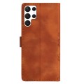 For Samsung Galaxy S24 Ultra 5G Cherry Blossom Butterfly Skin Feel Embossed PU Phone Case(Brown)