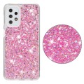 For Samsung Galaxy A23 4G / A23 5G Transparent Frame Glitter Powder TPU Phone Case(Pink)