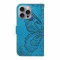 For iPhone 16 Pro Max Swallowtail Butterfly Embossed Leather Phone Case(Blue)