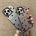 For iPhone 15 Silver Painting PC Hybrid TPU Phone Case(Love Hearts Black)