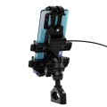 WUPP CS-1098A1 Motorcycle Aluminum Alloy Eight-jaw Mobile Phone Charging Holder with Switch(Black)