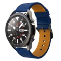For Samsung Galaxy Watch 3 45mm Round Hole Line Leather Watch Band(Blue Leather Line Orange Point)