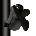 YL-105 4-Blade Aluminum Heat Powered Fireplace Stove Fan(Black)