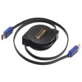 1m HDMI 1.4 (1080P) Gold Plated Connectors HDMI Male to HDMI Male Retractable Flat Cable(Black)