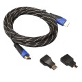 3m HDMI 1.4 Version 1080P Woven Net Line Blue Black Head HDMI Male to HDMI Male Audio Video Connecto