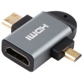 2 in 1 Mini HDMI Male + Micro HDMI Male to HDMI Female Gold-plated Head Adapter