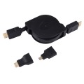 1m HDMI Male to HDMI Male Retractable Video Audio Connector Adapter Cable with Mini HDMI & Micro HDM
