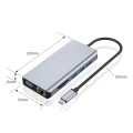 12 in 1 RJ45 + 100W PD + SD/TF + USB3.0x5+ HDMI + VGA + 3.5mm AUX to Type-C HUB Adapter