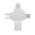 Cross 4 in 1 32GB 8 Pin + Micro USB + USB-C / Type-C + USB 3.0 Metal Flash Disk(Silver)