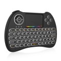 H9 2.4GHz Mini Wireless Air Mouse QWERTY Keyboard with Colorful Backlight & Touchpad for PC, TV(Blac