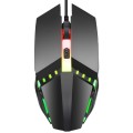 HXSJ S200 USB2.0 1600dpi Adjustable 4-Keys Colorful Glowing Wired Gaming Mouse, Length: 1.5m