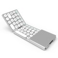 B052 Universal Round Keycap Mini Three-fold Bluetooth Wireless Keyboard with Touchpad (Silver)