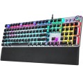 AULA F2088 108 Keys Mixed Light Plating Punk Mechanical Black Switch Wired USB Gaming Keyboard with
