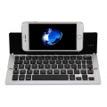 F18 Ultra-slim Rechargeable Foldable 58 Keys Bluetooth Wireless Keyboard with Holder (Silver)