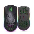 HXSJ T66 7 Keys Colorful Lighting Programmable Gaming Wireless Mouse (Black)