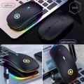 YINDIAO A2 2.4GHz 1600DPI 3-modes Adjustable RGB Light Rechargeable Wireless Silent Mouse (Black)