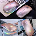 YINDIAO A2 2.4GHz 1600DPI 3-modes Adjustable RGB Light Rechargeable Wireless Silent Mouse (Rose Gold