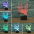Cock Shape 3D Colorful LED Vision Light Table Lamp, 16 Colors Remote Control Version