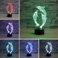 Three Dolphins Shape 3D Colorful LED Vision Light Table Lamp, Crack Remote Control Version