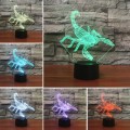 Scorpion Shape 3D Colorful LED Vision Light Table Lamp, 16 Colors Remote Control Version