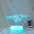 Spaceship Shape Creative Crack Touch Dimming 3D Colorful Decorative Night Light with Remote Control