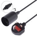 E27 Wire Cap Lamp Holder Chandelier Power Socket with 1.8m Extension Cable, Big UK Plug(Black)