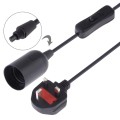 E27 Wire Cap Switch Lamp Holder Chandelier Power Socket with 1.8m Extension Cable, Big UK Plug(Black