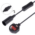 E14 Wire Cap Switch Lamp Holder Chandelier Power Socket with 1.8m Extension Cable, Big UK Plug(Black