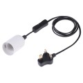E27 Wire Cap Switch Lamp Holder Chandelier Power Socket with 1.2m Extension Cable, Small UK Plug(Whi
