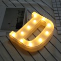Alphabet D English Letter Shape Decorative Light, Dry Battery Powered Warm White Standing Hanging LE