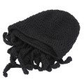Amurleopard Unisex Barbarian Knit Beanie Octopus Tentacle Cap Winter Warm Face Mask Crochet Hat(Blac