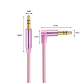 AV01 3.5mm Male to Male Elbow Audio Cable, Length: 3m (Rose Gold)
