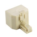 RJ11 Dual Ports Desktop Telephone Extension Cable Extender Connector Adapter