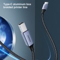 Ugreen Type-C / USB-C to Type-B Printer Nylon Braid Connect Data Cable, Length: 3m