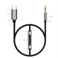 TA131-R1 USB-C / Type-C Male to 3.5mm AUX Male Earphone Adapter Cable with Wire Control, Cable Lengt