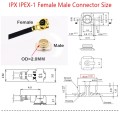 IPX Female to GG1739 MCX Male Elbow RG178 Adapter Cable, Length: 15cm