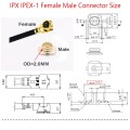 IPX Female to RP-SMA Female RG178 Adapter Cable, Length: 15cm