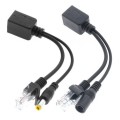 2 in 1 RJ45 POE Injector and Splitter Cable Set with 2.1x 5.5mm Female & Male DC Jack(Black)