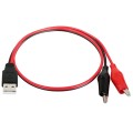 USB-A Male To 2 x Crocodile Clip Power Connection Extension Cable, Length: 0.5m