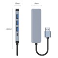 BYL-2301U 5 in 1 USB to USB3.0+USB2.0x3+USB-C / Type-C HUB Adapter, Cable Length: 10cm