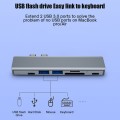 BYL-2101 7 in 1 Dual USB-C / Type-C to USB Docking Station HUB Adapter (Silver)