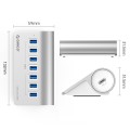 ORICO M3U7-G2 Aluminum Alloy 7-Port USB 3.2 Gen2 10Gbps HUB with 0.5m Cable (Silver)