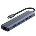 BYL-2210 6 in 1 USB-C / Type-C to USB Multifunctional Docking Station HUB Adapter with 1000M Network