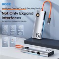ROCK TR28 HDMI 4K Gigabit Network PD Quick Charger 6 in 1 USB 3.0 HUB (Silver Black)