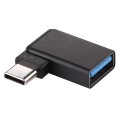 Type-C / USB-C Male to USB 3.0 Female 90 Degree Elbow Head Aluminium Alloy Adapter (Black)