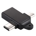 USB 3.0 Female to Type-C / USB-C Male + Micro Male Aluminium Alloy Adapter (Black)