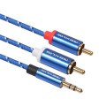 REXLIS 3610 3.5mm Male to Dual RCA Gold-plated Plug Blue Cotton Braided Audio Cable for RCA Input In