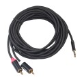 REXLIS 3635 3.5mm Male to Dual RCA Gold-plated Plug Black Cotton Braided Audio Cable for RCA Input I